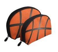 Pallacanestro Linea Nera, Borsa per trucco a conchiglia Portamonete da donna Borsa da toilette piccola Borsa per cosmetici 2 pezzi