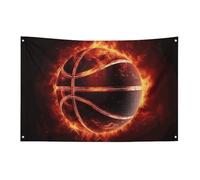 Pallacanestro nel fuoco Bandiera 0,9 x 1,5 m No Fade Bandiera di benvenuto Giardino Cortile Bandiere Decorative Garden Yard Sign Indoor Outdoor Banner Party Home Decor