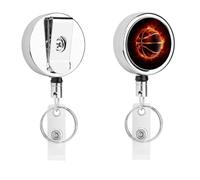 Pallacanestro nel fuoco bobina retrattile con portachiavi porta badge divertente porta badge per insegnante, infermiera, dottore, lavoratore, regalo, targhetta identificativa, clip decorative in