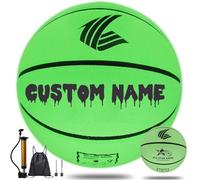 Pallacanestro personalizzato che si illumina al buio, fai da te personalizzato incandescente palla da basket per allenamento indoor outdoor, gomma di alta qualità, stampato con il tuo testo