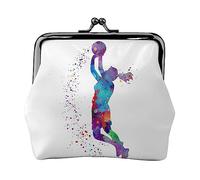 Pallacanestro Ragazza Modello Delle Donne Portafoglio Fibbia Portamonete Kiss-Lock Cambiare Sacchetto Regalo Per Le Donne Ragazza, Nero , Taglia unica, alla moda