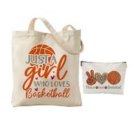Pallacanestro regalo per ragazze e donne, set di borsa in tela e trousse per cosmetici, pratica borsa per la spesa e beauty case per atlete, regali per i fan di basket
