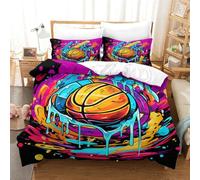 Pallacanestro Set Copripiumino Con Stampa 3D Stampa Set Di Biancheria Da Letto Con Copriletto in Microfibra Basket colorato Copripiumino Soft Chic 3 Pezzi Per Adulti E Ragazzi singolo（140x200cm）