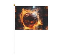 Pallacanestro sul fuoco e fiamma d'acqua spruzzando sei pezzi stampato su entrambi i lati bandiera portatile 14 x 20,8 cm, adatta per attività di squadra tifo