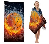 Pallacanestro Telo Mare, Pallacanestro Telo Antisabbia Mares Coperta da Spiaggia Teli Mare Microfibra Coperta da Spiaggia da Viaggio Leggero e Portatile Doccia Asciugamano per Yoga,Piscina,Sauna