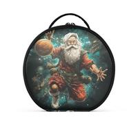 Pallacanestro Verde Di Babbo Natale Trucco Astuccio da Toilette Borse Rotondo Toeletta Scatola Cosmetica Borsa Creativo con Divisori Regolabili per Donna