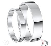 Palladio Lui e Lei 3&5mm/4&6mm Massiccio Piatto a Forma Di Fedi Nuziali Marcato