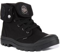 PALLADIUM Largo Uomo con Lacci Tela Stivali Caviglia IN Nero Taglia UK 6 - 12