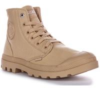 PALLADIUM Monocromatico Bordo Giù per Vegani con Lacci Tela Mid Stivale Beige UK