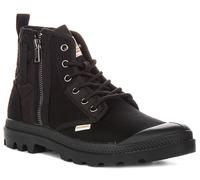 Palladium Pampa Detroit Zip Militare con Lacci Stivali Caviglia Uomo Nero