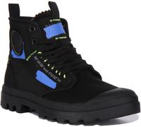 PALLADIUM Pampa Hi Unisex con Lacci Vegan Stivaletto IN Blu Nero Misura UK 4 -