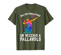 Pallavolista Un Vecchio A Pallavolo Volley Maglietta, Uomo, Oliva, S