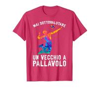 Pallavolista Un Vecchio A Pallavolo Volley Maglietta, Uomo, Rosso mélange, XL