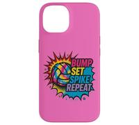 Pallavolo Bump Set Spike Repeat Colorful Action Art Custodia per iPhone 14