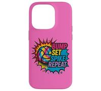 Pallavolo Bump Set Spike Repeat Colorful Action Art Custodia per iPhone 14 Pro