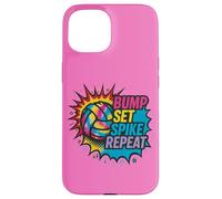 Pallavolo Bump Set Spike Repeat Colorful Action Art Custodia per iPhone 15
