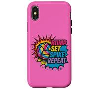 Pallavolo Bump Set Spike Repeat Colorful Action Art Custodia per iPhone X/XS