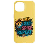 Pallavolo Bump Set Spike Repeat Distressed Graphic Custodia per iPhone 15