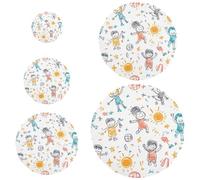 Pallavolo Childish Doodles 5 pezzi coperture elastiche riutilizzabili in 5 dimensioni Food Storage Covers per cibo macedonia di frutta ecologico