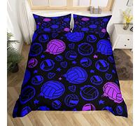 Pallavolo Copripiumino Sport Set di Biancheria Da Letto 3D Giochi di Palla Blu Viola Consolatore Copertura per Ragazzi Ragazze Bambini Adolescenti Copriletto Copertura Singola