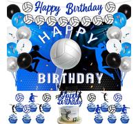 Pallavolo Decorazioni per Feste, 38 Pezzi Sport a Tema Compleanno Forniture - Buon Compleanno Banner, Sfondo, Cake Topper, Bunting, Palloncini - Baby Shower Decor