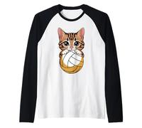 Pallavolo Gatti Pallavolo Divertente Maglia con Maniche Raglan