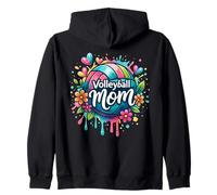Pallavolo Mamma Colorful Pallavolo Cuori Giorno Gioco per Le Donne Felpa con Cappuccio