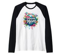 Pallavolo Mamma Colorful Pallavolo Cuori Giorno Gioco per Le Donne Maglia con Maniche Raglan