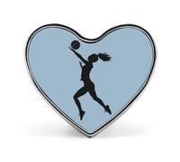 Pallavolo Ragazza Silhouette Spike Attack Distintivo Forma di Cuore Carino Spilla Spille Spille Button Distintivi per Zaino Giacche Cappelli Decor