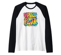 Pallavolo Ragazze Graffiti Paint Splash Womens Sport Graphic Maglia con Maniche Raglan