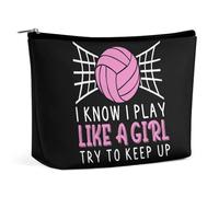 Pallavolo So che gioco come una ragazza, prova a stare al passo Borsa per il trucco da donna Borsa cosmetica da viaggio Astuccio da toilette Borse per riporre oggetti da bagno