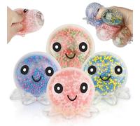 Palle Antistress con Polpo per Bambini e Adulti,Palline Squeeze Antistress in TPR,Polpo Fidget giocattolo,Mini Molteplici Espressioni Palle Antistress per Festa, premi,Regali di Compleanno(4 PZ)
