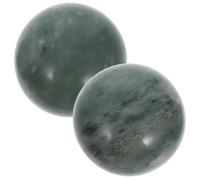 Palle da Baoding Lucide 2 Pezzi in Pietra 5cm con Scatola | Sfere Levigate, Esercizio Dita e Presa, per Studenti e Anziani, Colore Verde Scuro, Forma Sferica
