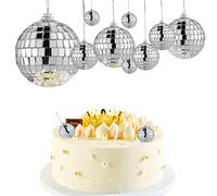 Palle da Discoteca Sfera Specchiata Palla Specchio Riflettente Disco Mirror Ball Palline Argento Palline di Ornamenti per Festa Toppers per Torta Albero di Natale Decorazione 11pcs