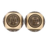 Palle da Esercizio Cinesi in Ottone, 2 Pezzi, Oro | Design Elegante, per Ufficio e Palestra, Migliora la Destrezza delle Dita, Relax e Allenamento