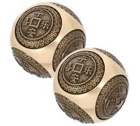 Palle da Massaggio da 38mm in Ottone, 2 Pezzi, per Esercizi Manuali | Rilievi a Sei Lati, Incisioni Dettagliate, per Terapia della Mano, Ginnasio e Avambracci