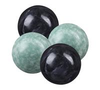 Palle da Massaggio per Mani in Marmo, 4 Pezzi Rotonde | Superficie Lucida, Stimolazione Digitopressione, Uso in Viaggio e Nelle Pause, Verde e Nero