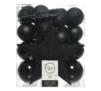 33 X Accessori di Natale 8cm Sfere Lucido Opaco Glitter Mix 023425 Nero