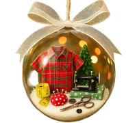 Palle di neve natalizie Palla di neve in plastica da 8, 1 cm con fiocco e decorazioni antiche per cucire. Ornamenti natalizi per nonna, mamma, amanti del cucito, palla di color bordeaux