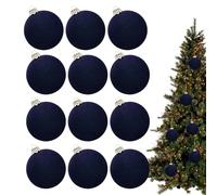 Palle natalizie, carta pp 2,4 pollici | Chicemas albero palline decorazioni 'albero di Natale con 12 ornamenti di velluto a colori solidi, facile da appendere, durevoli, perfetti per la casa