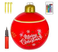 Palle Natalizie Giganti, 60cm Palle di Natale Giganti da Giardino,Palla di Natale Gonfiabile,Pa-lle Gigan-ti Albero di Nata-le,Palline Nata-le Gigan-ti con Telecomando,Pompa,Picchetti,per Cortile Casa