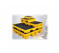 Pallet Di Contenimento Della Batteria Impilabile, Piattaforma Di Fuoriuscita Modulare Gialla/nera Con Tasche Del Carrello Elevatore for Lo Stoccaggio Della Sicurezza Chimica Industriale(130x68x30cm)