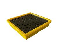 Pallet di contenimento delle fuoriuscite impilabile industriale a prova di perdite con piattaforma in polietilene antiscivolo per garage 66,5 x 36,1 x 11,9 cm, kit di fuoriuscite giallo