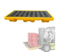 Pallet di contenimento delle fuoriuscite industriale, vassoio modulare antiscivolo per 2 tamburi con passaggi del carrello, massimizza sicurezza ed efficienza