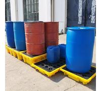 Pallet di contenimento modulare per fuoriuscite di fusti di Petrolio con Scarico, Tasche per carrelli elevatori e Vassoio a griglia per secchi di Vernice e Prodotti chimici - Giallo (120x60x