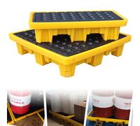 Pallet di contenimento per 1 Fusto Staccabile - Vassoio di contenimento modulare con griglia in Giallo e Nero, 67x67x15 cm, Ideale per Uso Industriale e in Magazzino, previene perdite e fuor