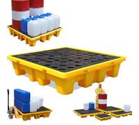 Pallet di Contenimento per Fuoriuscite di Fusti Piattaforma di Contenimento Modulare Pallet di Contenimento per Fuoriuscite di Fusti di Petrolio Impilabile Industriale con Scarico,120 * 60 * 18cm
