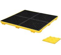 Pallet di contenimento per fuoriuscite, vassoio di contenimento con griglia staccabile e inseribile, piattaforma per fuoriuscite, per secchi di vernice per magazzini industriali 130*68*15cm