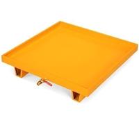 Pallet di raccolta per fuoriuscite di petrolio, grande pallet di raccolta per fuoriuscite di petrolio con scarico per piattaforma di fuoriuscite di petrolio, piattaforma di stoccaggio per fusti di p
