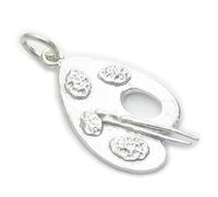 Pallet di vernice per artisti - pennelli ciondolo in argento sterling .925 x 1 c